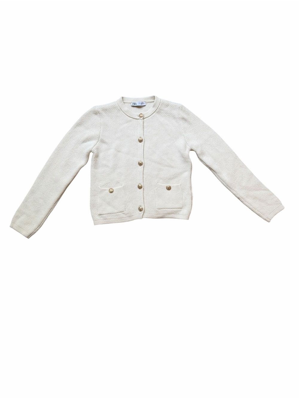 Zara Golden Button Cream Cardigan Sweater